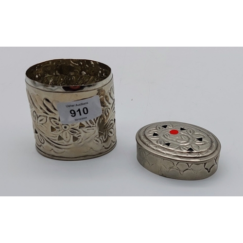 910 - Pierced Silver Lidded Container