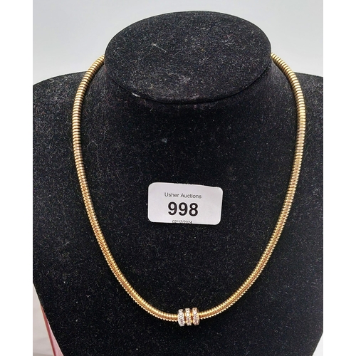 998 - Sterling Silver Gold Plated Necklace with Cubic Zirconia Clasp