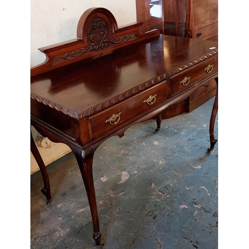 1037 - Mahogany Rope Edge 2 Drawer Gallery Back Side Table - C. 120cm W x 57cm D x 110cm H