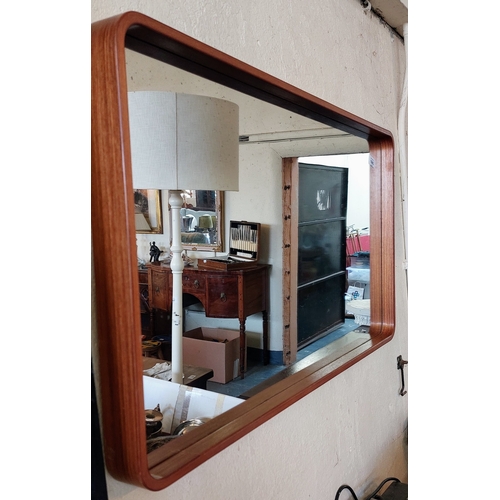 1043 - Retro Mid Century Curved Corner Frame Mirror - C. 91cm x 51cm