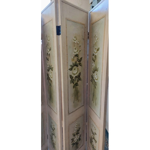 1048 - Painted 4 Panel Folding Room Divider - C. 180cm H