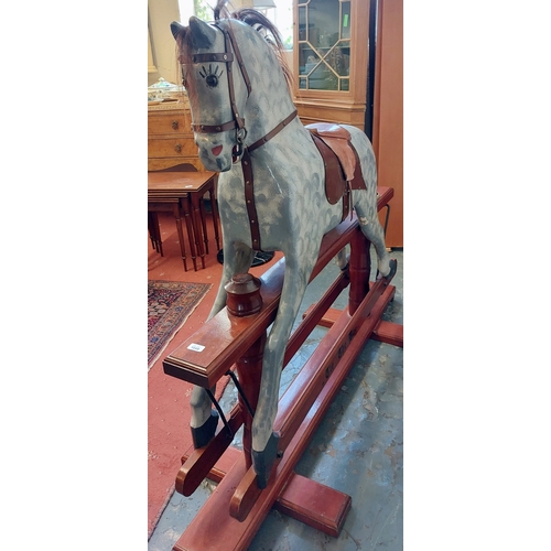 1049 - Large Mahogany Frame Rocking Horse - C. 152cm W x 131cm H