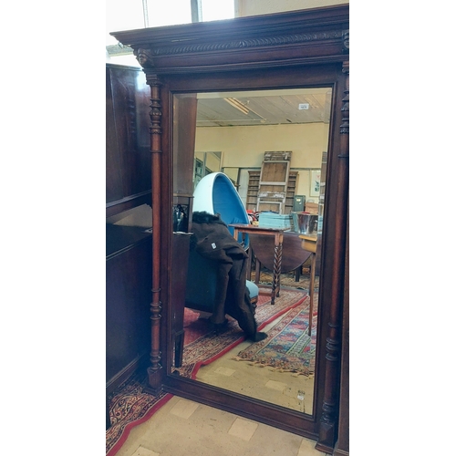 1075 - Fine Carved Mahogany Bevelled Overmantle Mirror - C. 113cm W (at top) x 167cm H