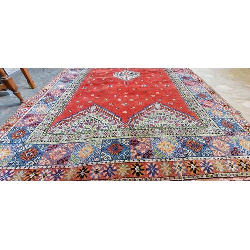 1083 - Hand Knotted Red Wool Rug - C. 244cm x 170cm