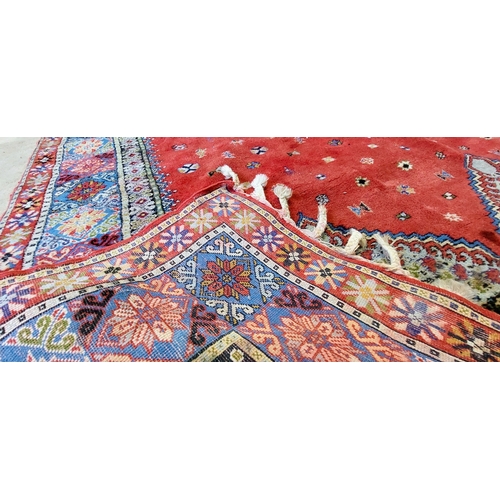 1083 - Hand Knotted Red Wool Rug - C. 244cm x 170cm