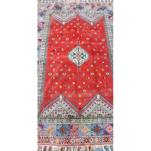 1083 - Hand Knotted Red Wool Rug - C. 244cm x 170cm