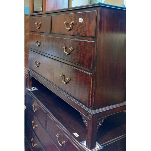 1087 - Mahogany 2 Over 2 Drawer Chest of Drawers with Brass Handles - C. 108cm W x 54cm D x 78cm H