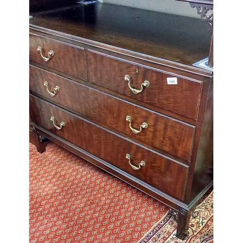 1088 - Mahogany 2 Over 2 Drawer Chest of Drawers with Brass Handles - C. 108cm W x 54cm D x 78cm H