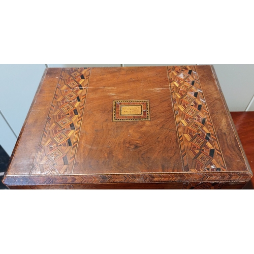 1097 - Marquetry Box and Wooden Jewellery Box