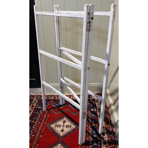 1116 - Painted Pine 3 Fold Clothes Airer - C. 76cm W x 128cm H