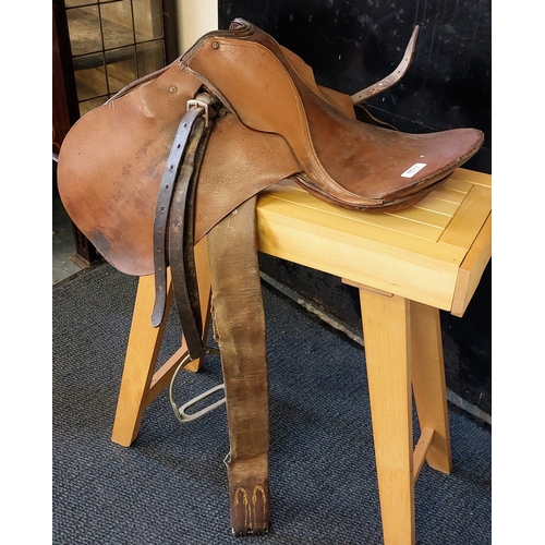 1120 - General Purpose Saddle with Leather Girth & Stirrups - 16 Inch