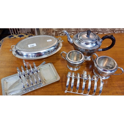 1147 - Lot of EPNS Ware inc Teapot, Toast Rack etc