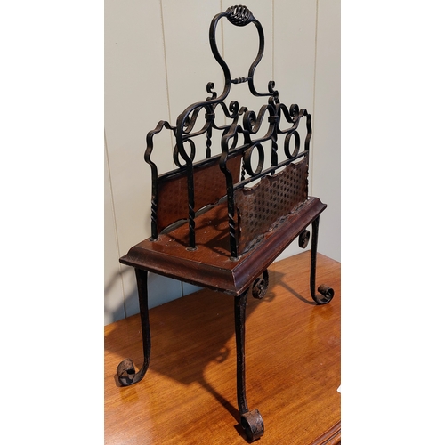 1149 - Wrought Iron & Copper Magazine Rack