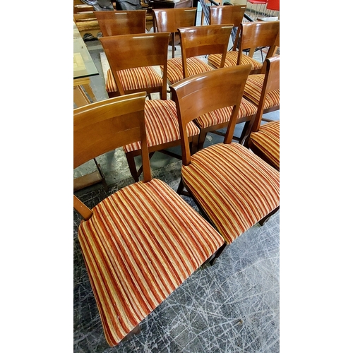 1155 - Set of 10 Quality Mahogany Dining Chairs with Upholstered Sprung Seats on an X-Frame Stretcher Base