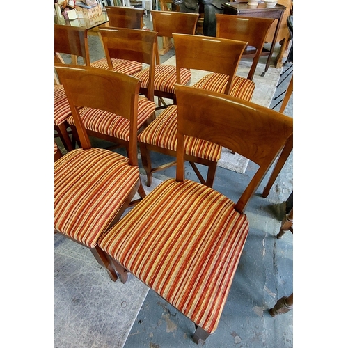 1155 - Set of 10 Quality Mahogany Dining Chairs with Upholstered Sprung Seats on an X-Frame Stretcher Base