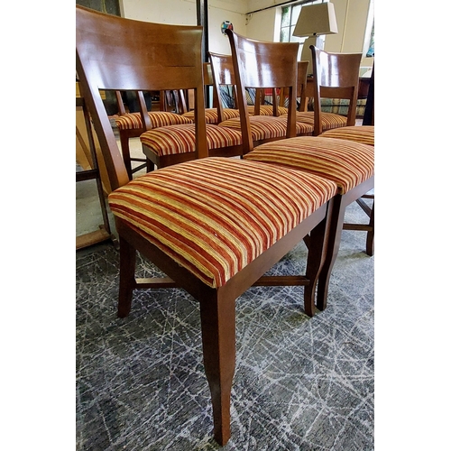 1155 - Set of 10 Quality Mahogany Dining Chairs with Upholstered Sprung Seats on an X-Frame Stretcher Base