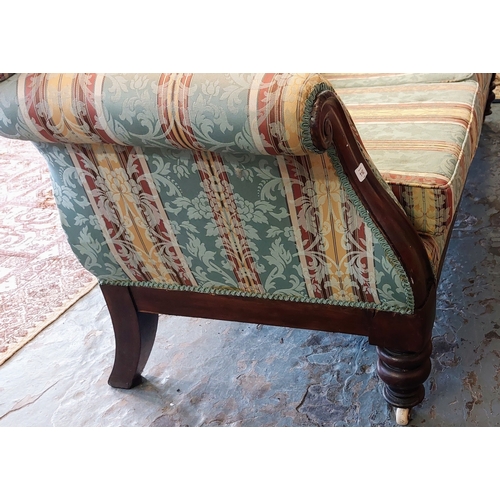 1162 - Mahogany Scroll End Settee - C. 215cm W