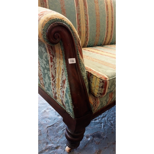 1162 - Mahogany Scroll End Settee - C. 215cm W