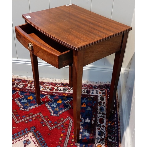 1165 - Mahogany Bow Front Side Table with Drawer - C. 50cm W x 40cm D x 70cm H