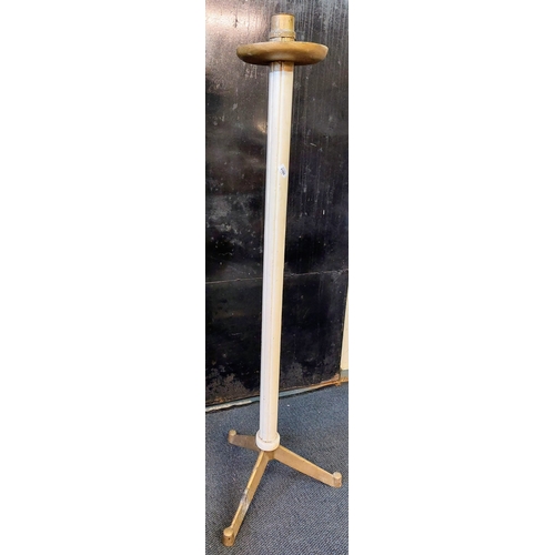 1182 - Round Pine Stand / Candle Holder on Metal Base - C. 162cm H