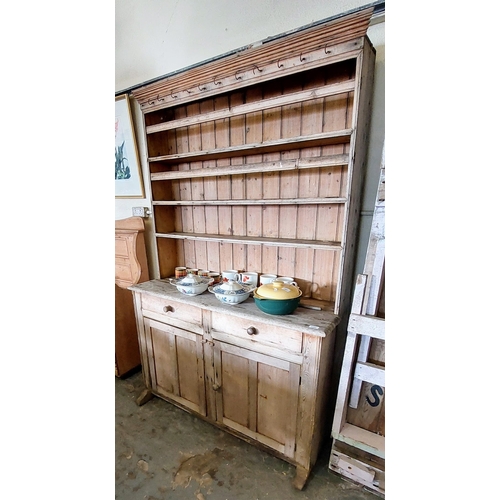 1184 - Country Pine 2 Door Dresser - C. 126cm W x 188cm H