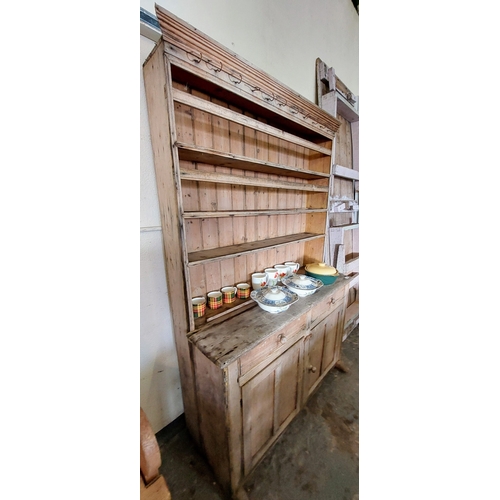 1184 - Country Pine 2 Door Dresser - C. 126cm W x 188cm H