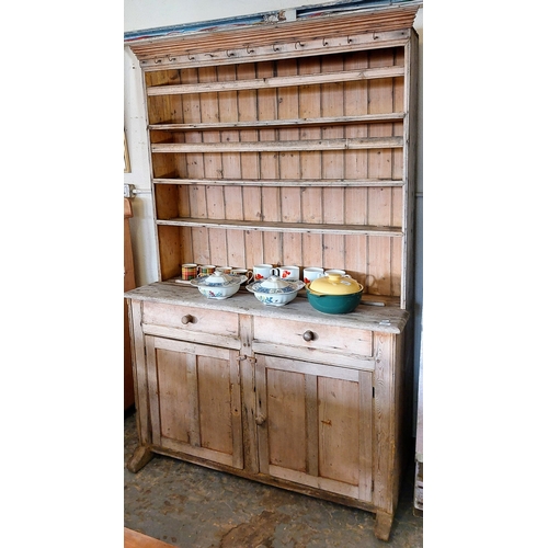 1184 - Country Pine 2 Door Dresser - C. 126cm W x 188cm H