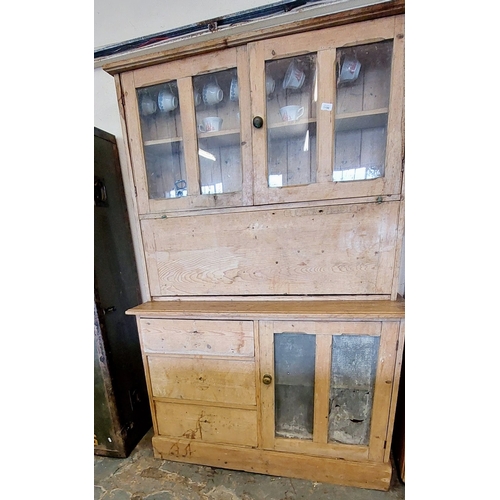 1196 - Country Pine Kitchen Larder Press - C. 125cm W x 42cm D x 183cm H