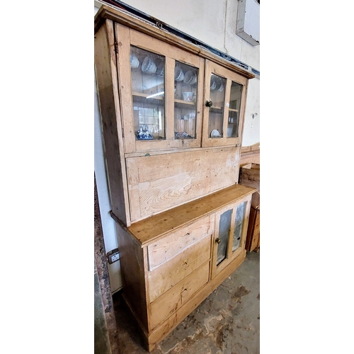 1196 - Country Pine Kitchen Larder Press - C. 125cm W x 42cm D x 183cm H