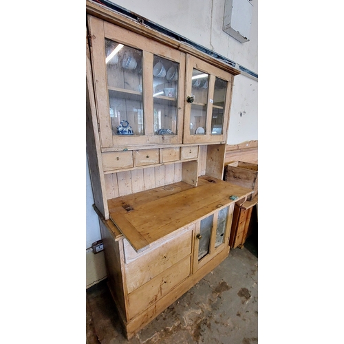 1196 - Country Pine Kitchen Larder Press - C. 125cm W x 42cm D x 183cm H