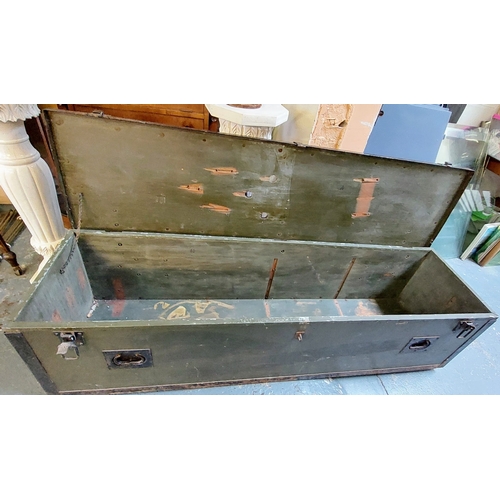 1197 - US Military Metal Bound Wooden Chest - C. 44cm x 43cm x 166cm