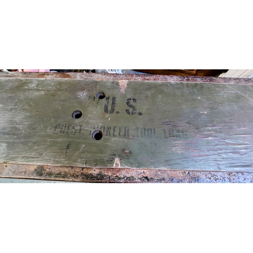 1197 - US Military Metal Bound Wooden Chest - C. 44cm x 43cm x 166cm