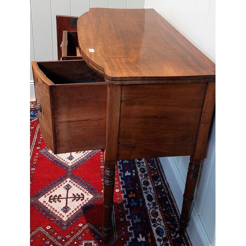 1212 - Neat Size Late Georgian Bow Front Mahogany Sideboard with Inlay and a Cellarette Drawer - C. 107cm W... 