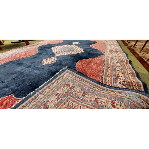 717 - Blue & Red Wool Rug - C. 310cm x 217cm