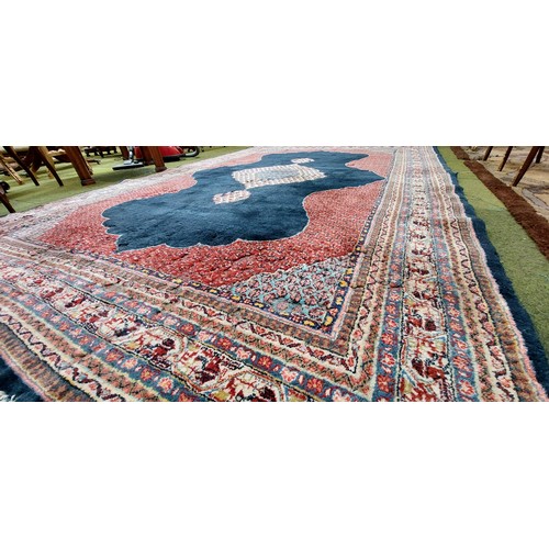 717 - Blue & Red Wool Rug - C. 310cm x 217cm