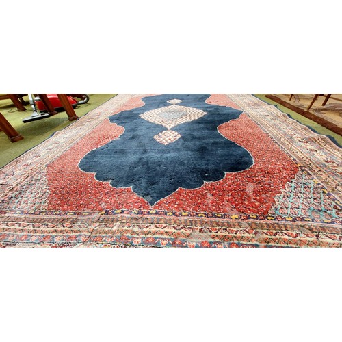 717 - Blue & Red Wool Rug - C. 310cm x 217cm