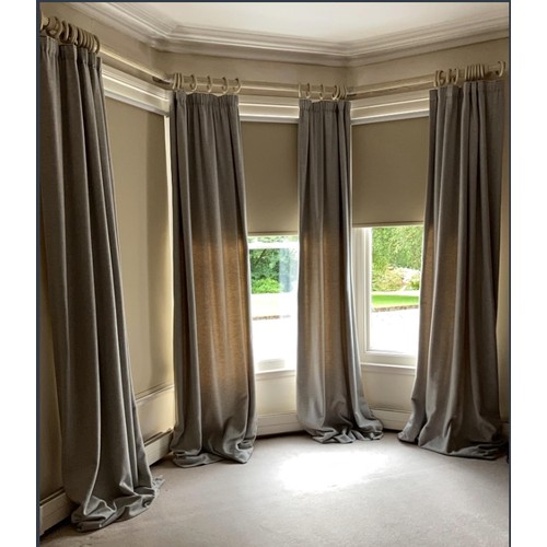 1092 - Pair of Extra Long Magee Tweed Interlined Curtains - C. 270cm x 130cm per curtain (Overall C.260cm w... 