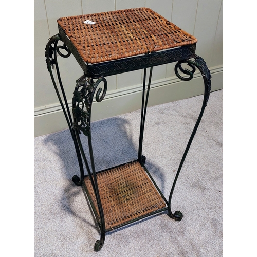 105 - Wicker and Metal Stand - C. 39cm x 39cm x 73cm H