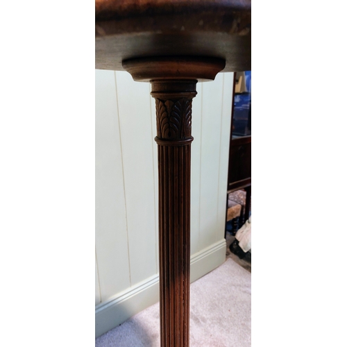 108 - Carved Mahogany Torchere with Column on Paw Foot Tripod Base - C. 113cm H