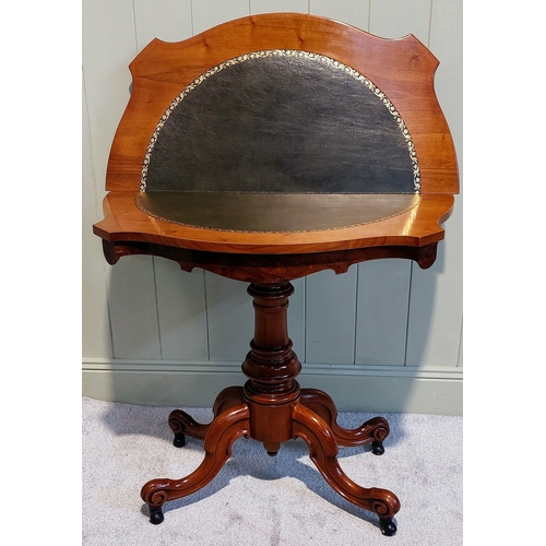 141 - Italian Walnut Veneer Turn Over Leaf Games Table with Gilt Tooled Leather on a Splayed Foot Pod by A... 