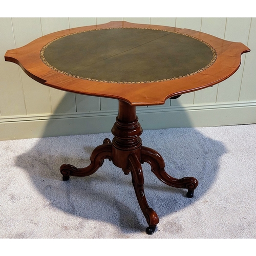 141 - Italian Walnut Veneer Turn Over Leaf Games Table with Gilt Tooled Leather on a Splayed Foot Pod by A... 