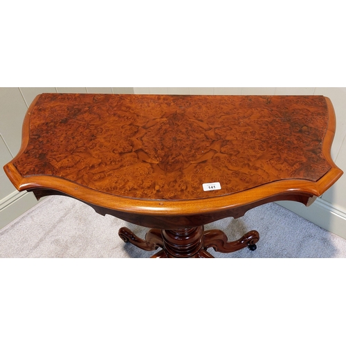 141 - Italian Walnut Veneer Turn Over Leaf Games Table with Gilt Tooled Leather on a Splayed Foot Pod by A... 