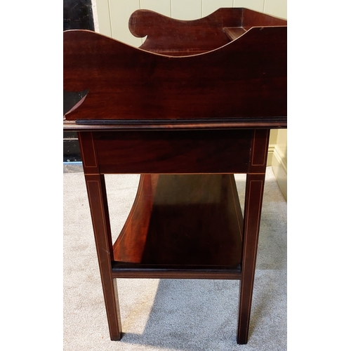 149 - Inlaid Mahogany 2-Tier Gallery Back Side Table with 2 Drawers - C. 100cm W x 50cm D x 90cm H