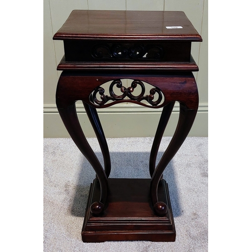 156 - Carved Mahogany Lamp Table / Plant Stand - C. 33cm x 33cm x 62cm H