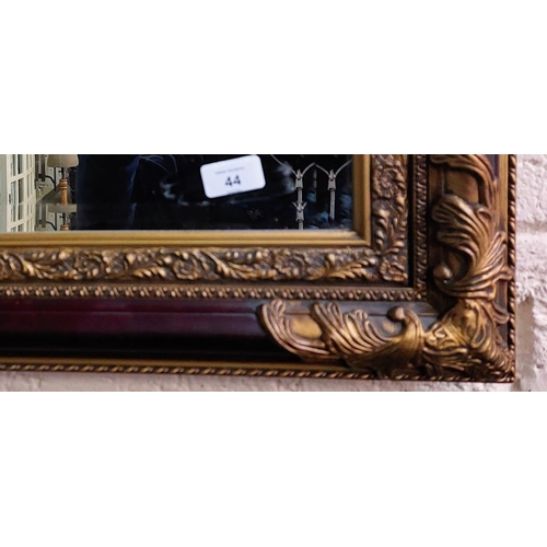 44 - Decorative Bevelled Mirror - C. 80cm x 110cm