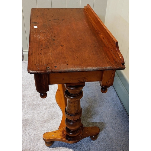 49 - Victorian Mahogany Side Table with Drawer and Gallery Back - C. 105cm W x 50cm D x 72cm H