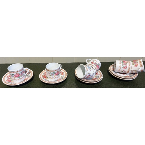 5 - Chinese Floral Pattern Coffee Set - 6 Place Setting