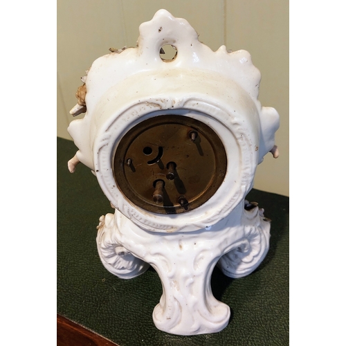 6 - Porcelain Mantle Clock - C. 20cm H