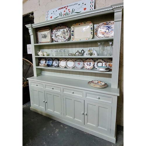 68 - Painted Pine Kitchen Dresser - C. 207cm W x 43cm D x 216cm H