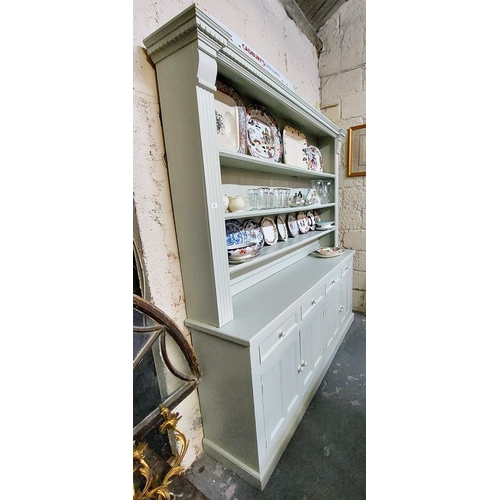 68 - Painted Pine Kitchen Dresser - C. 207cm W x 43cm D x 216cm H